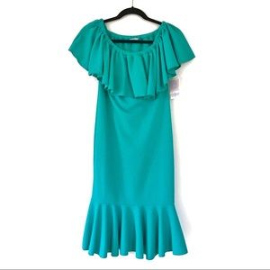 NWT LuLaRoe Cici Aqua Mermaid Flounce Dress